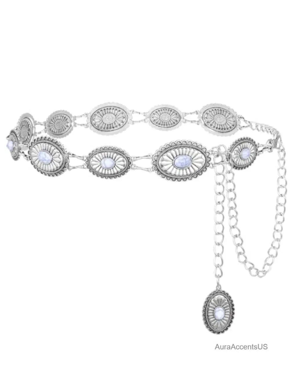 Western Metal Concho Waist Chain Belt for Women Cowgirl Belt